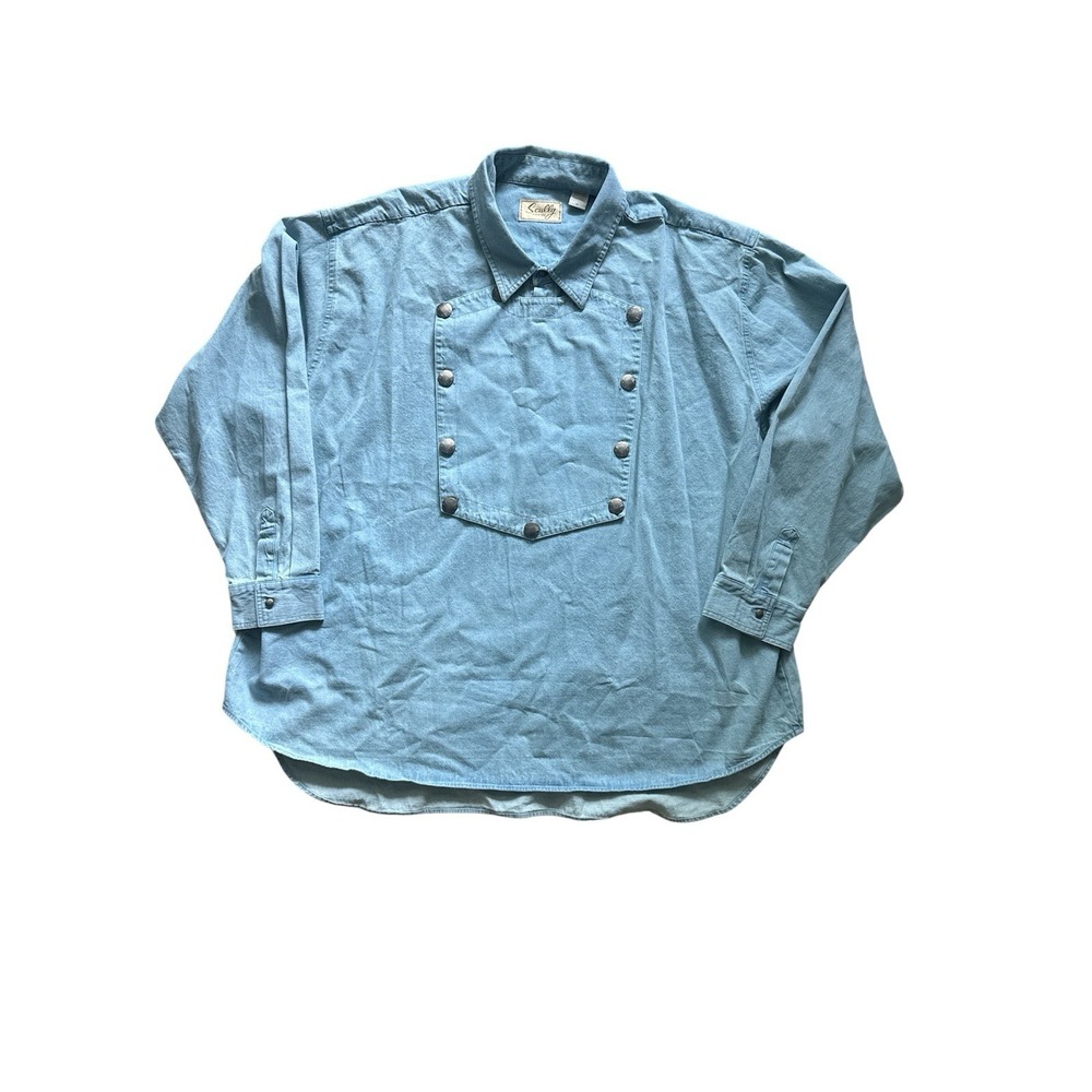 Scully Western Bib Front Shirt Mens 4X Blue Denim Frontier Reenactment RangeWear